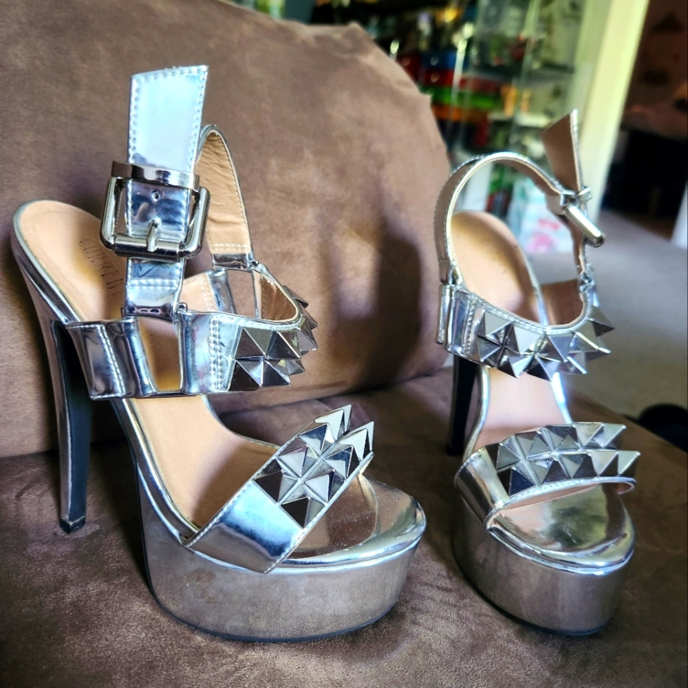 Dolls Kill Current Mood Silver Heels View 2